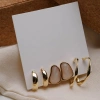 Korean version 3-piece set of candy-colored earrings, oil-dropping stud earrings, Hong Kong-style simple earrings, C-shaped ear rings, fresh and delicate metal Application Scenario